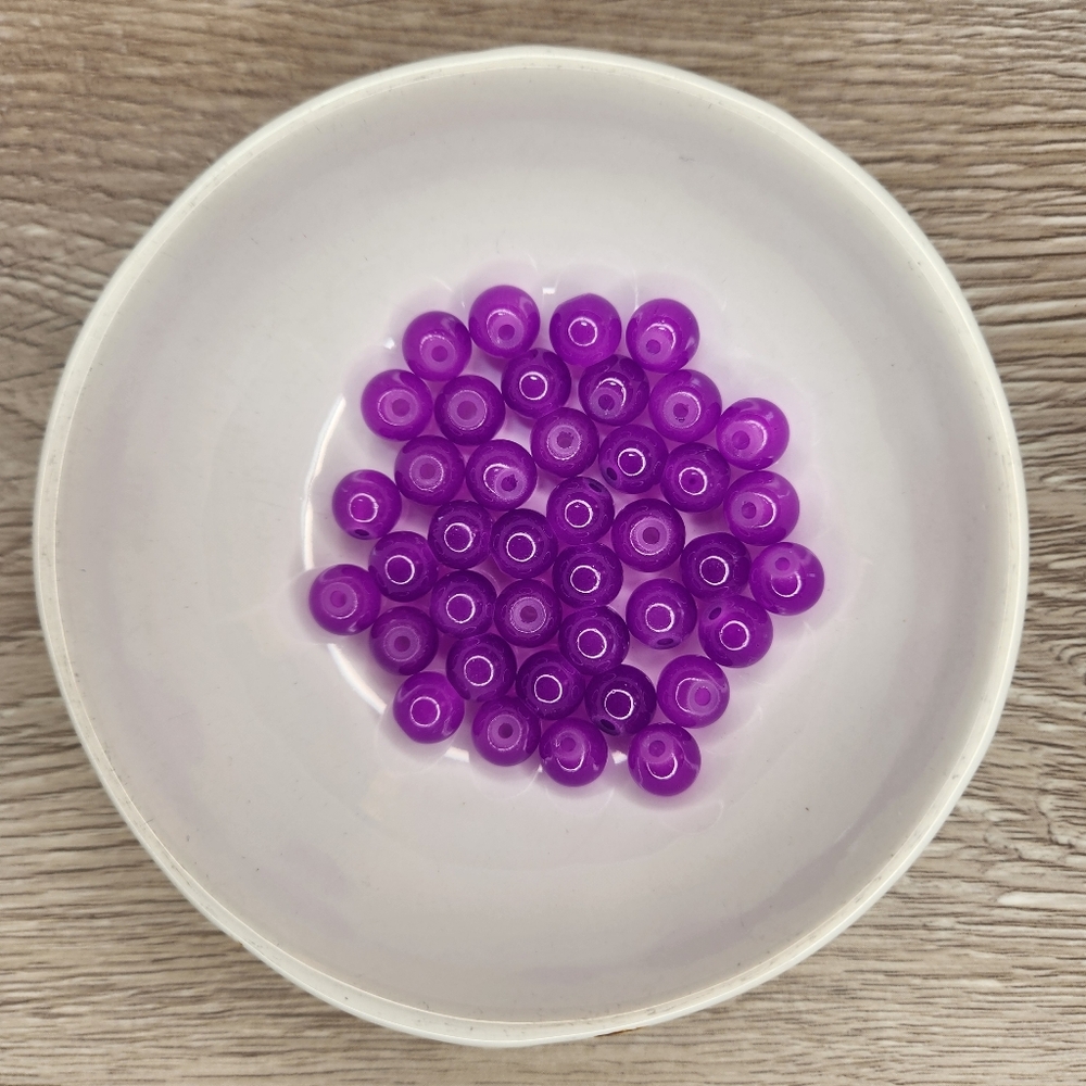 Purple Glass Beads 8mm Round 40 Bead Count #64